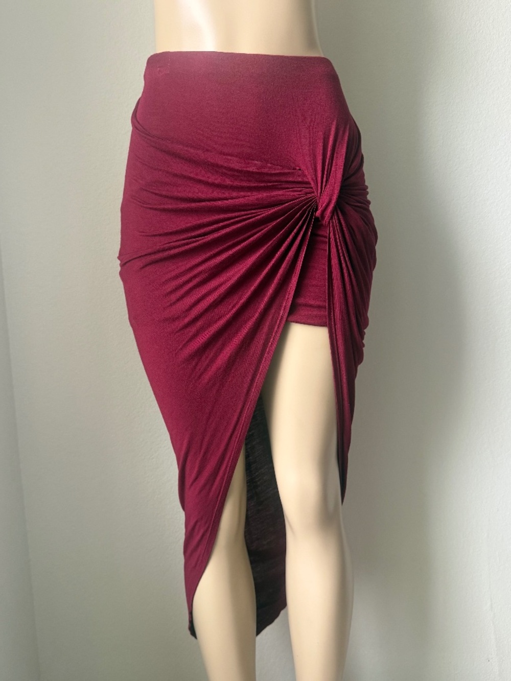 Burgundy Asymmetrical Skirt